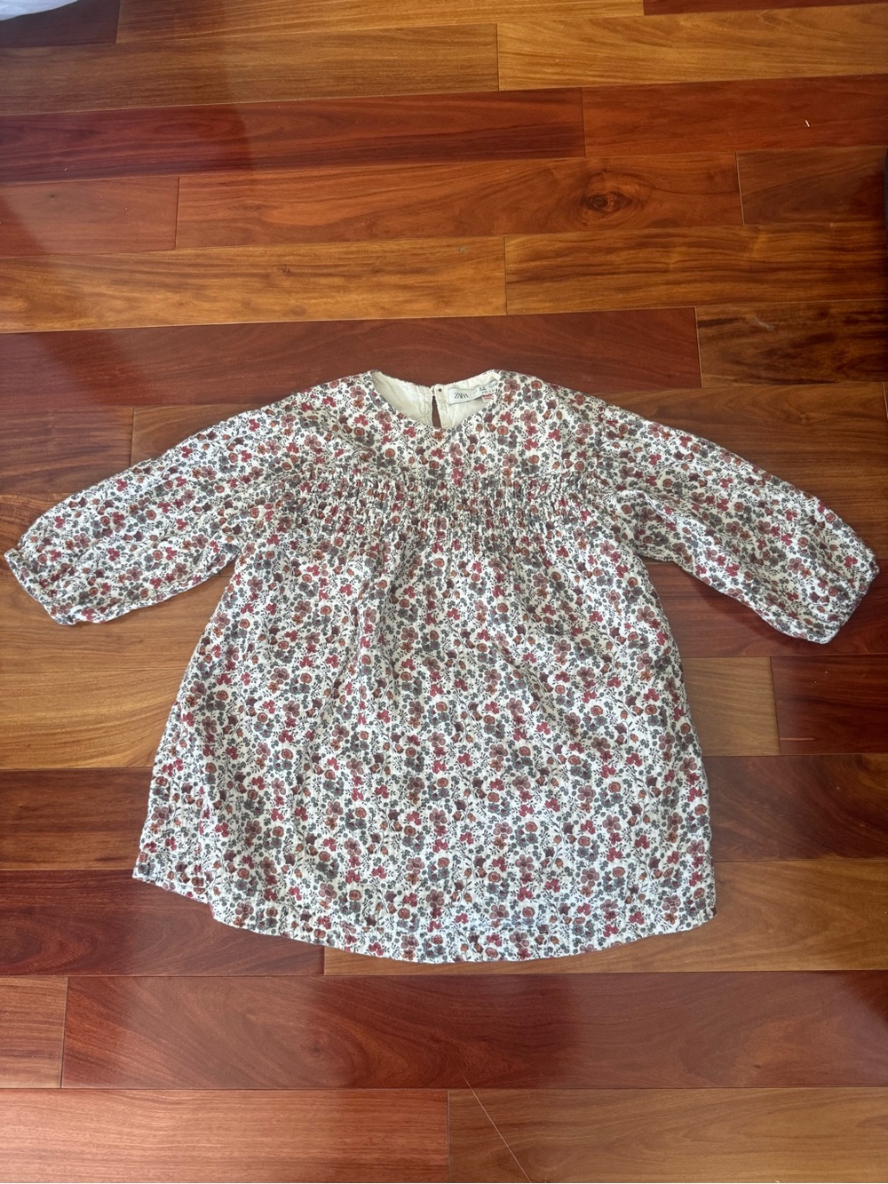 Zara White Dress with Red Floral Print